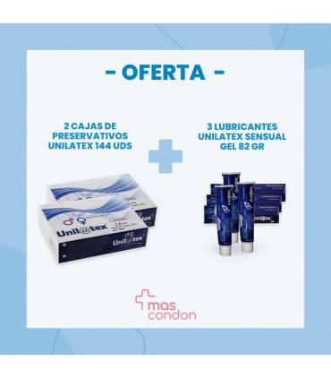 2 cajas condones Unilatex - caja de 144 unidades a elegir + 3 Lubricantes