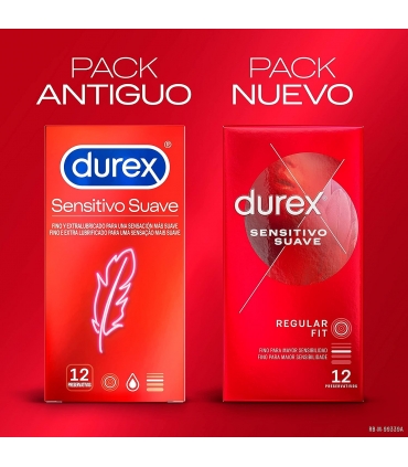 Condón Durex Sensitivo Suave 12 Uds. Pack nuevo pack antiguo