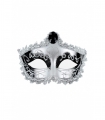 Máscara Veneciana Nozze di Figaro Plata - Semiflexible con Tiras de Raso Ajustables