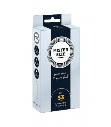 Mister Size Pure Feel Extra Fino 53 mm - Aumenta Tu Placer con 10 Unidades