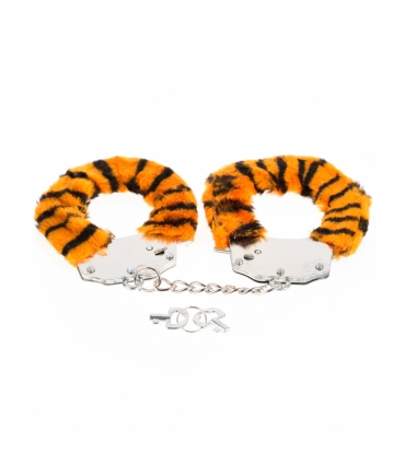 Argus Fetish Furry Cuffs Tiger Esposas metálicas