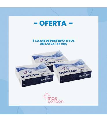 Oferta Condones Unilatex 3 cajas de 144 unidades cada una