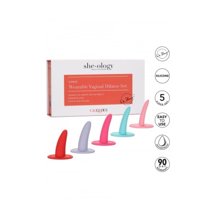 Estuche con dilatadores vaginales organizados por tamaño, ideal para almacenamiento higiénico y discreto