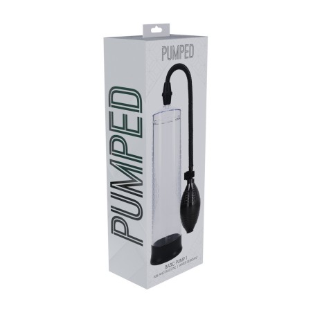 Bomba para el pene BASIC PUMP PUMPED transparente con pera manual y aro de silicona; vacío eficaz y control seguro