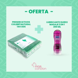 COLIBRI Ofertas Pack Preservativos Colibri Natural + Lubricante Durex 2 en 1 masaje 200 ml Aloe vera