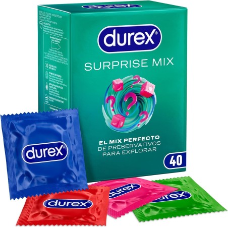 Durex Surprise Mix con 10 Sensitive, 10 Extra Safe, 10 Pleasuremax y 10 Tickle Me