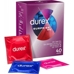 Durex Surprise Mix caja de 40 preservativos con cuatro variedades diferentes