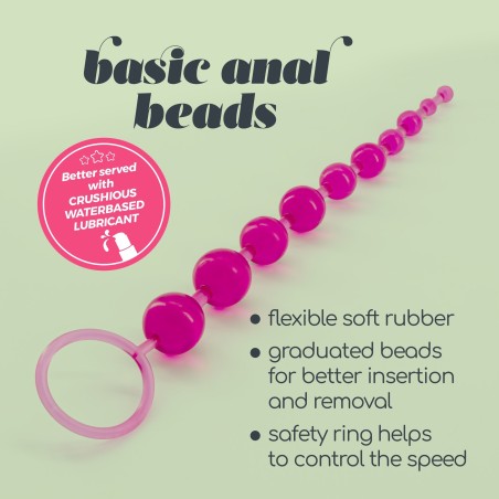 Cadena anal Crushious rosa de 25,4 cm con bolas de diferentes tamaños